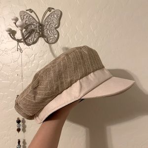 Womens beige newsboy style suede billed hat one size NWOT